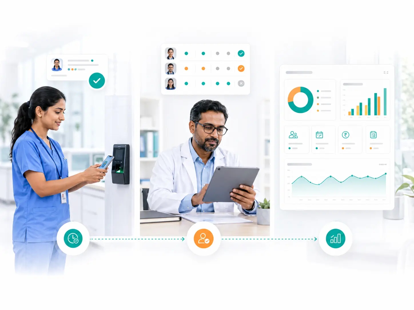 Healthcare attendance and payroll workflow