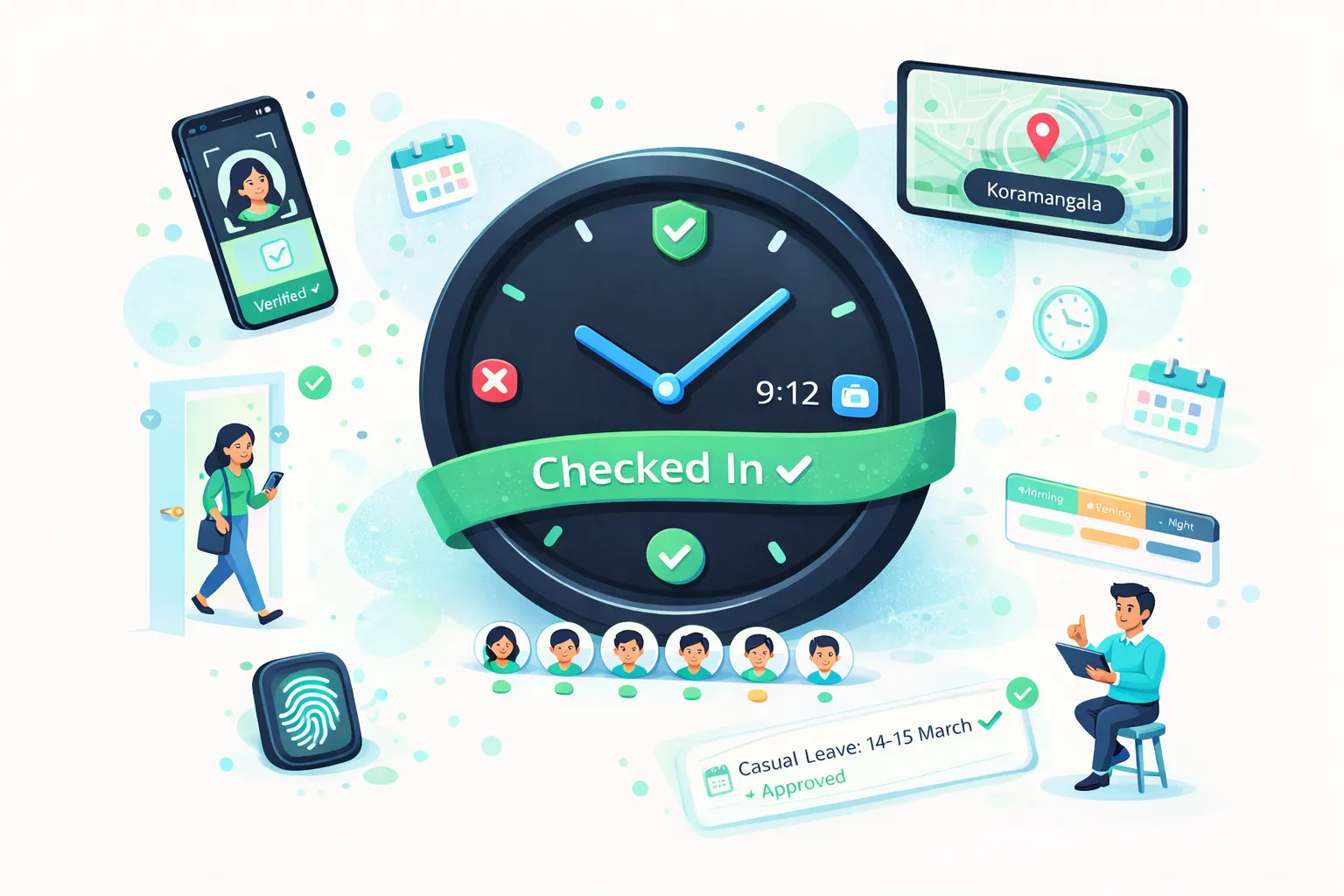 Attendance management software Bangalore — GPS check-in, leave tracking dashboard